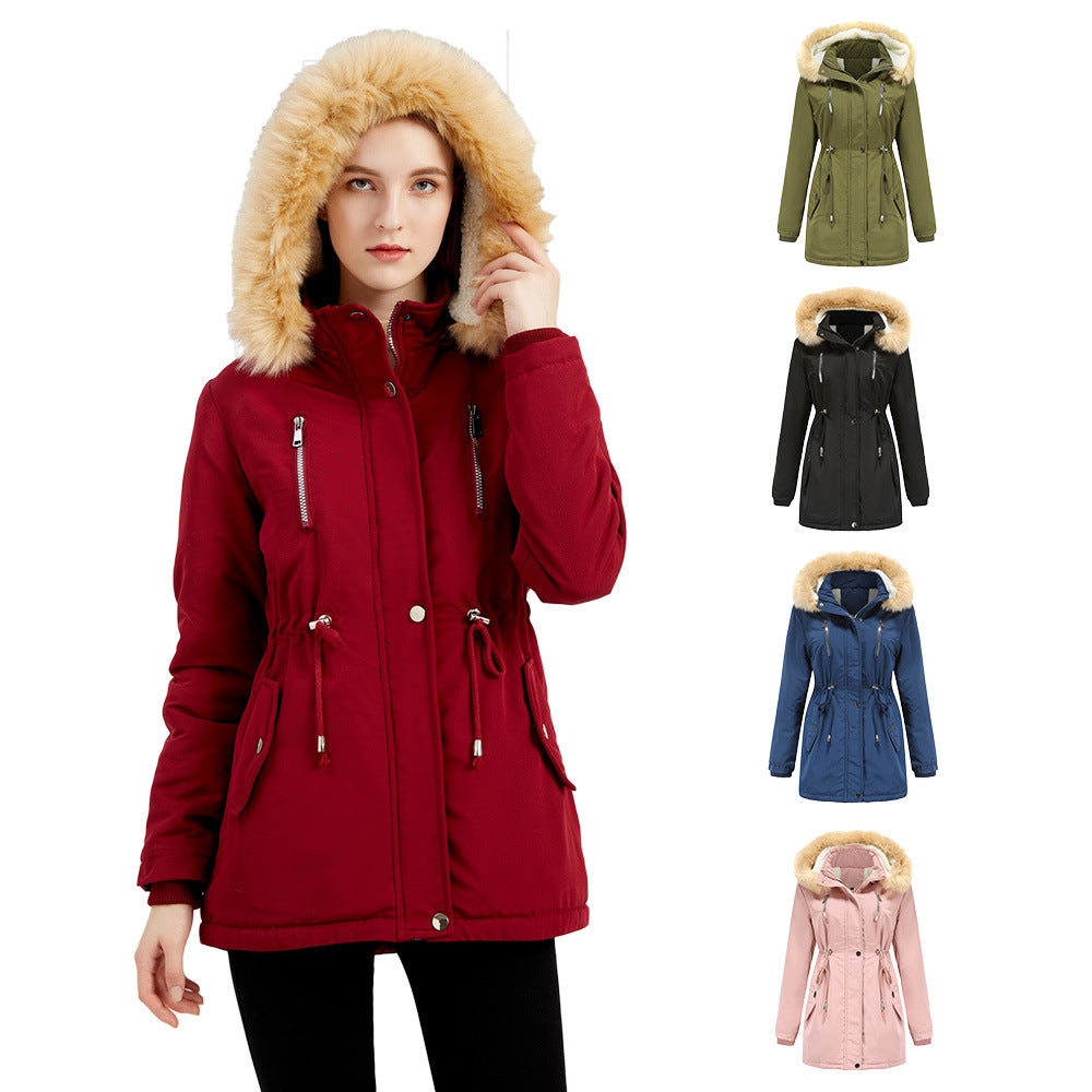 Women’s Winter Coat – Detachable Hood & Fleece-Lined Jacket