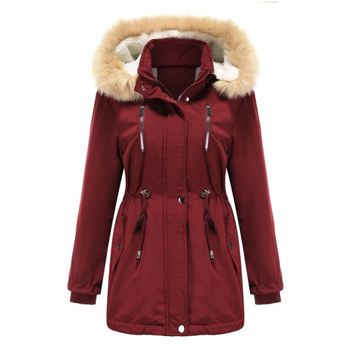 Women’s Winter Coat – Detachable Hood & Fleece-Lined Jacket