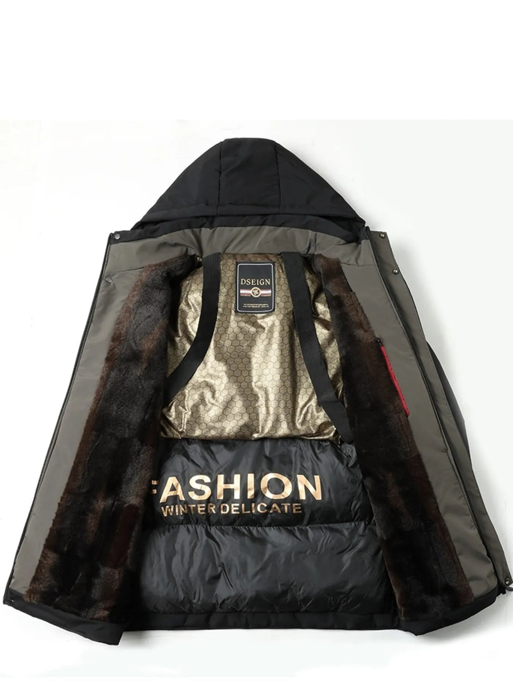 Men’s Plus-Size Hooded Winter Coat with Thermal Lining