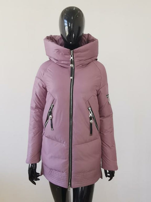 Women’s Hooded Winter Parka – Padded Zipper Jacket