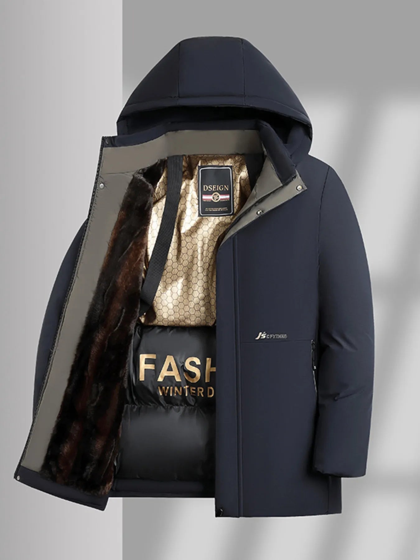 Men’s Plus-Size Hooded Winter Coat with Thermal Lining