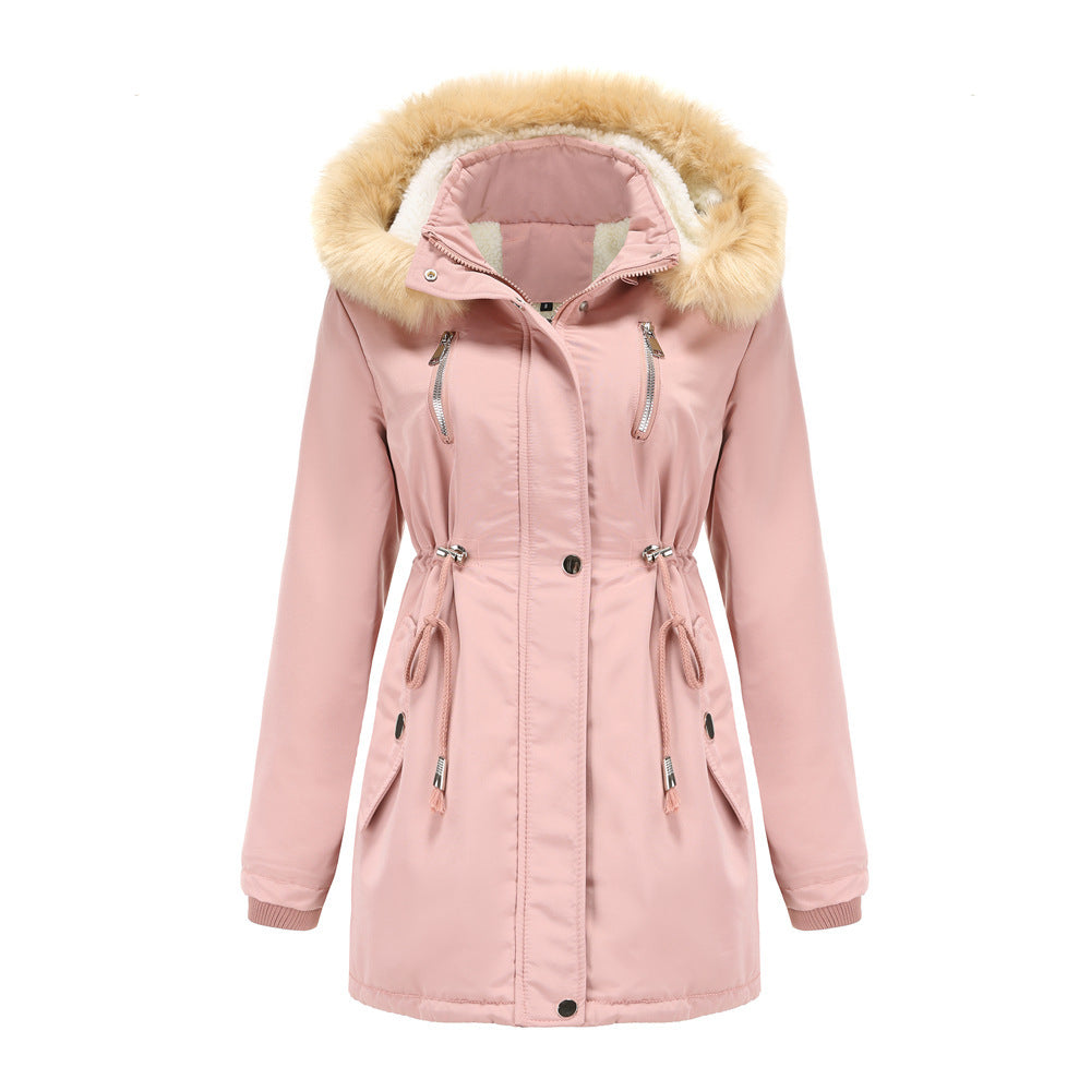 Women’s Winter Coat – Detachable Hood & Fleece-Lined Jacket