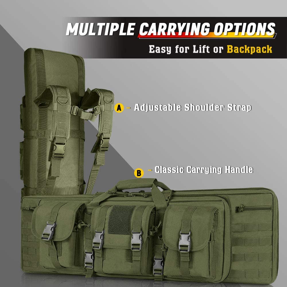 LUXHMOX Double Long Soft Rifle & Multi‑Function Gun Case