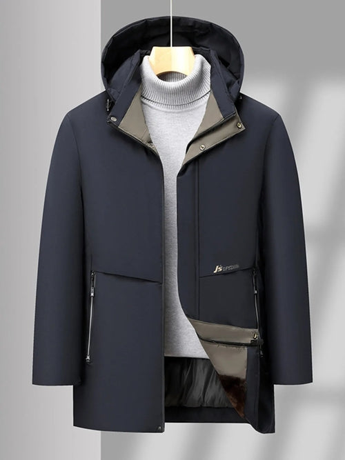 Men’s Plus-Size Hooded Winter Coat with Thermal Lining