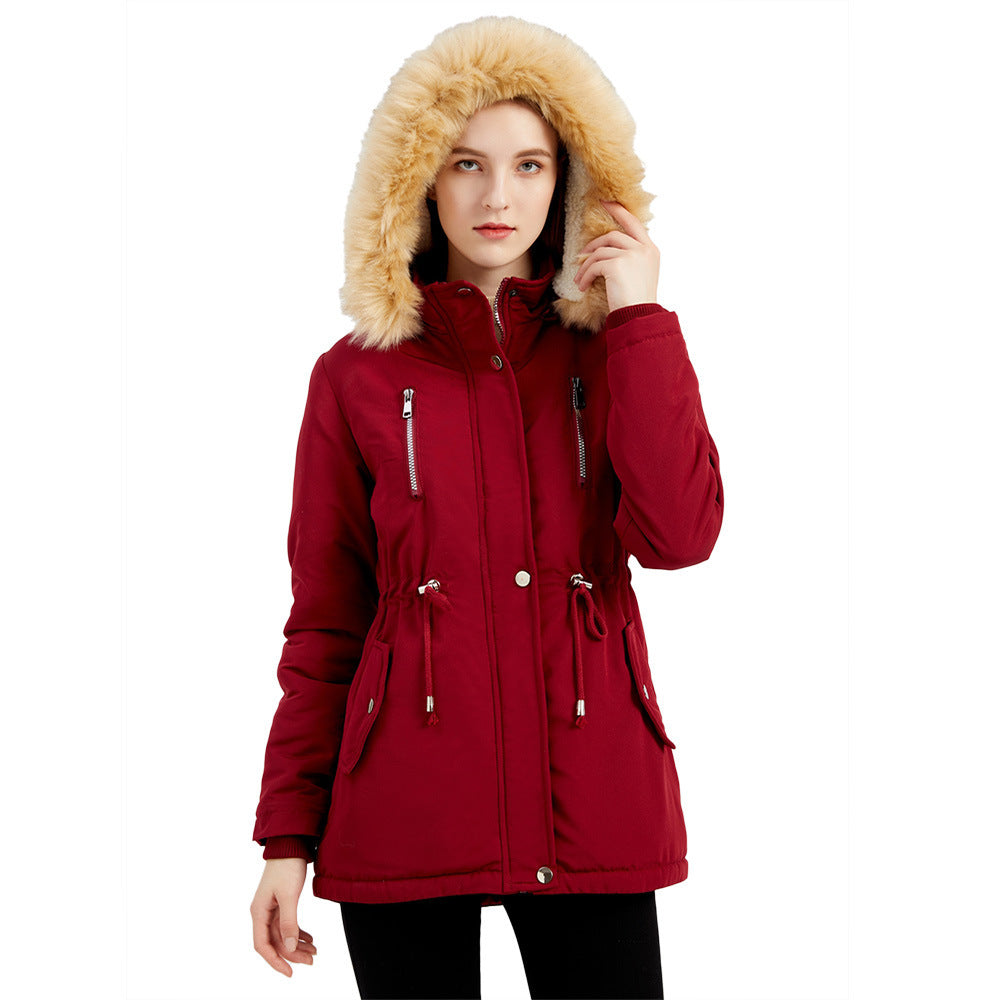 Women’s Winter Coat – Detachable Hood & Fleece-Lined Jacket