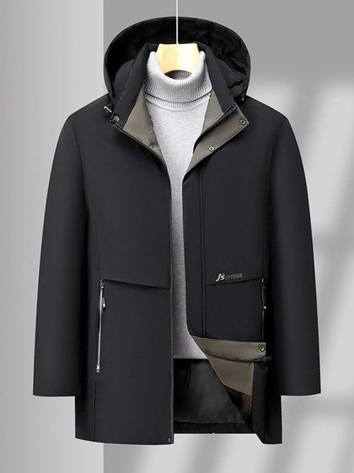 Men’s Plus-Size Hooded Winter Coat with Thermal Lining