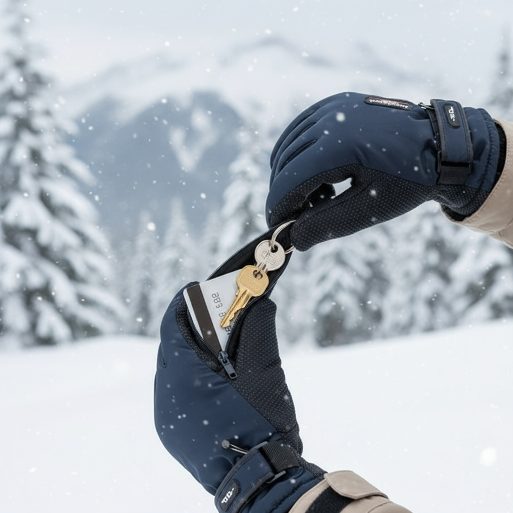 Women’s Winter Ski Gloves 2-Pack – Anti-Slip with Zipper Pocket