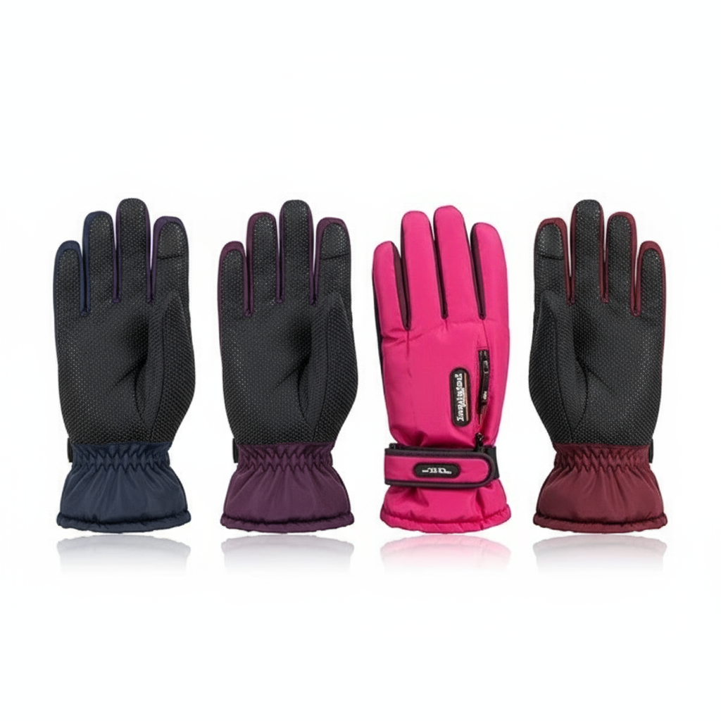 Women’s Winter Ski Gloves 2-Pack – Anti-Slip with Zipper Pocket