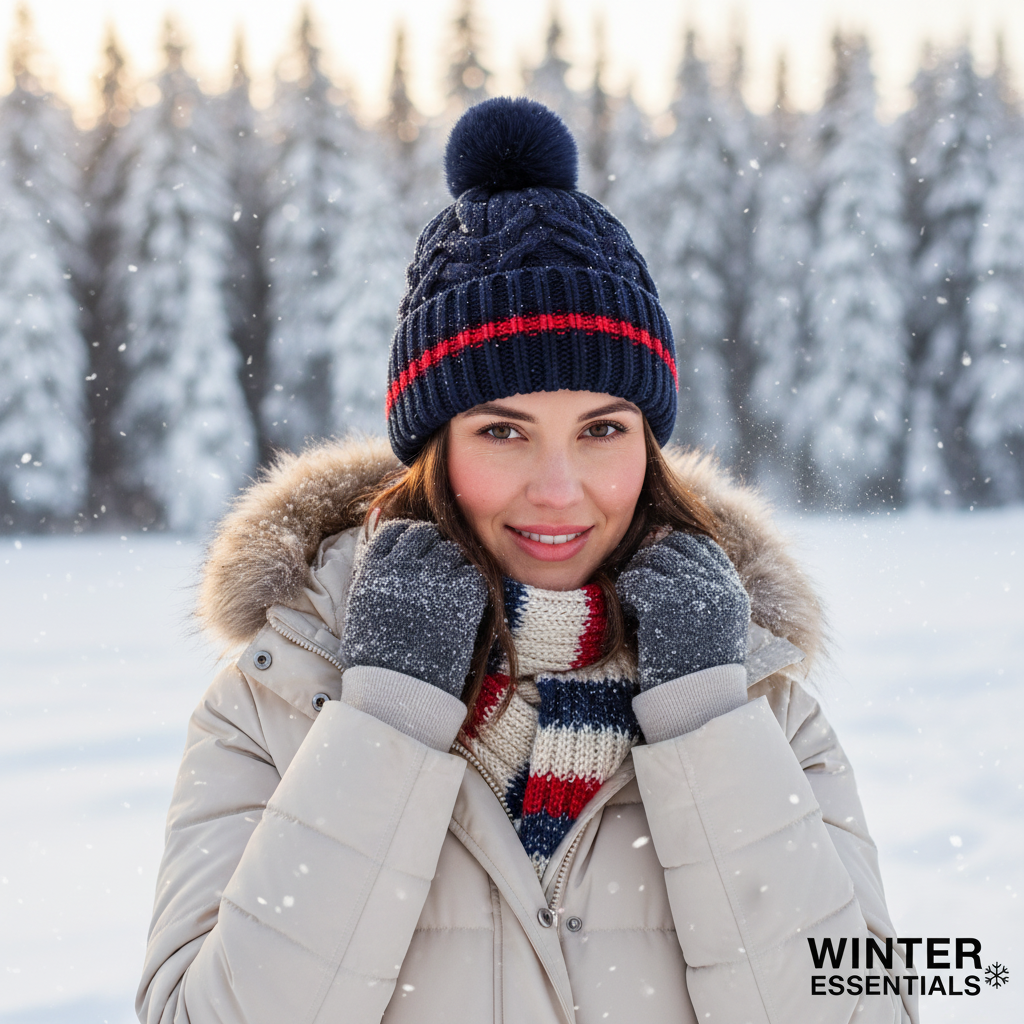 Women’s Winter Hat 2-Pack – Thermal Pom Pom with Fur Lining
